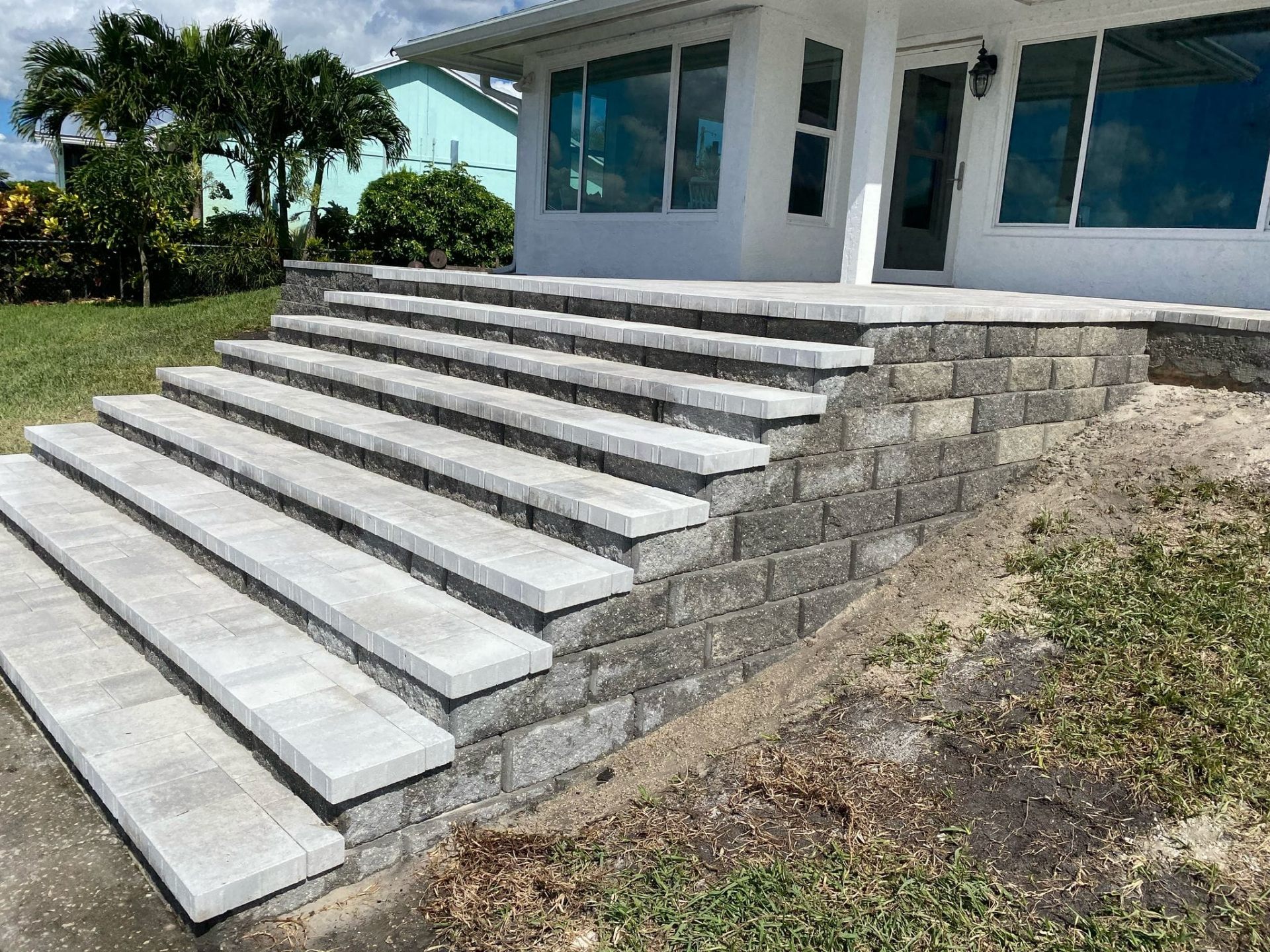 Paver Steps & Retaining Walls installation in South Florida by DMH Associates