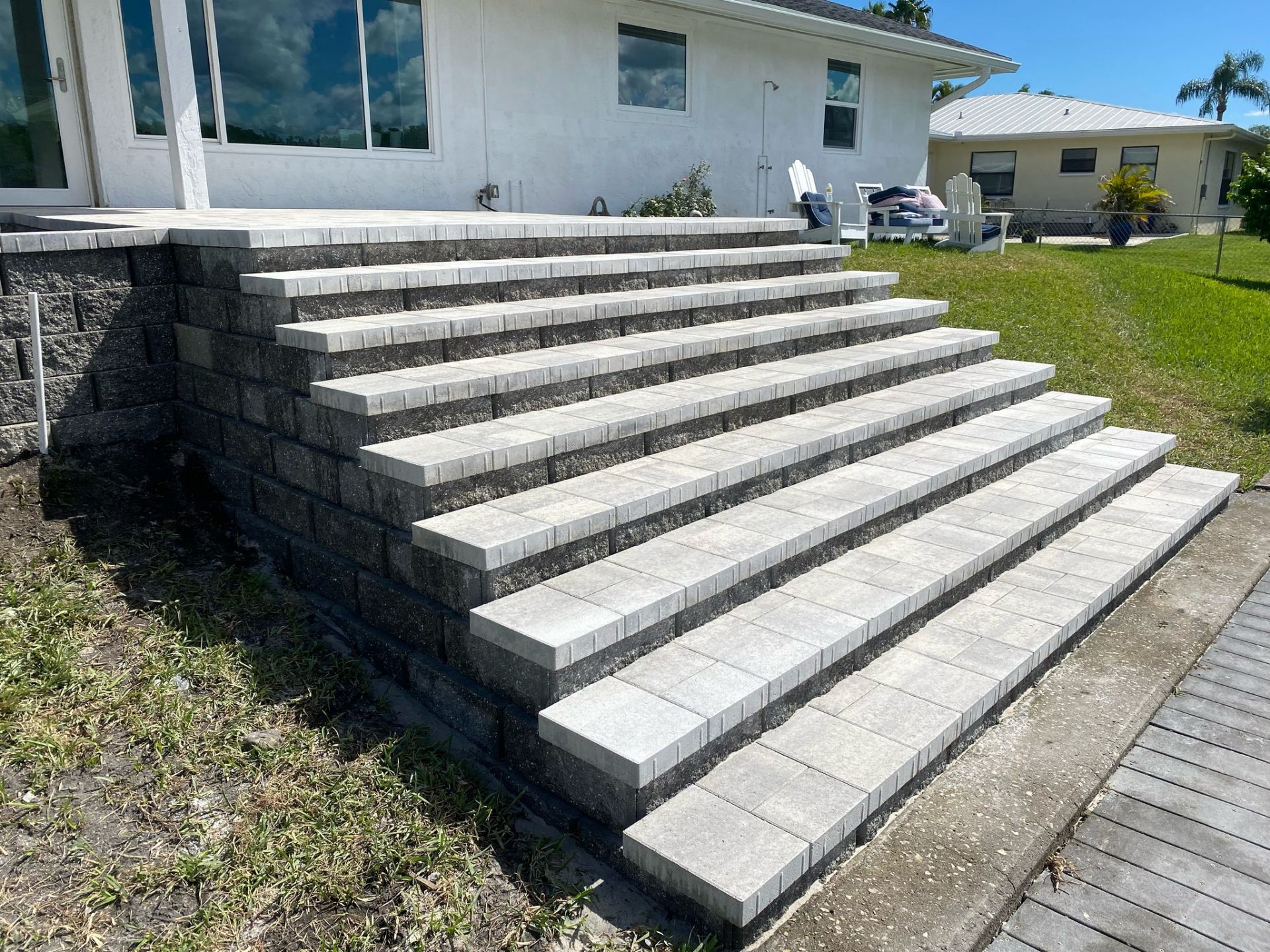 Paver Steps residential hardscape project in Cape Coral, FL by DMH Associates